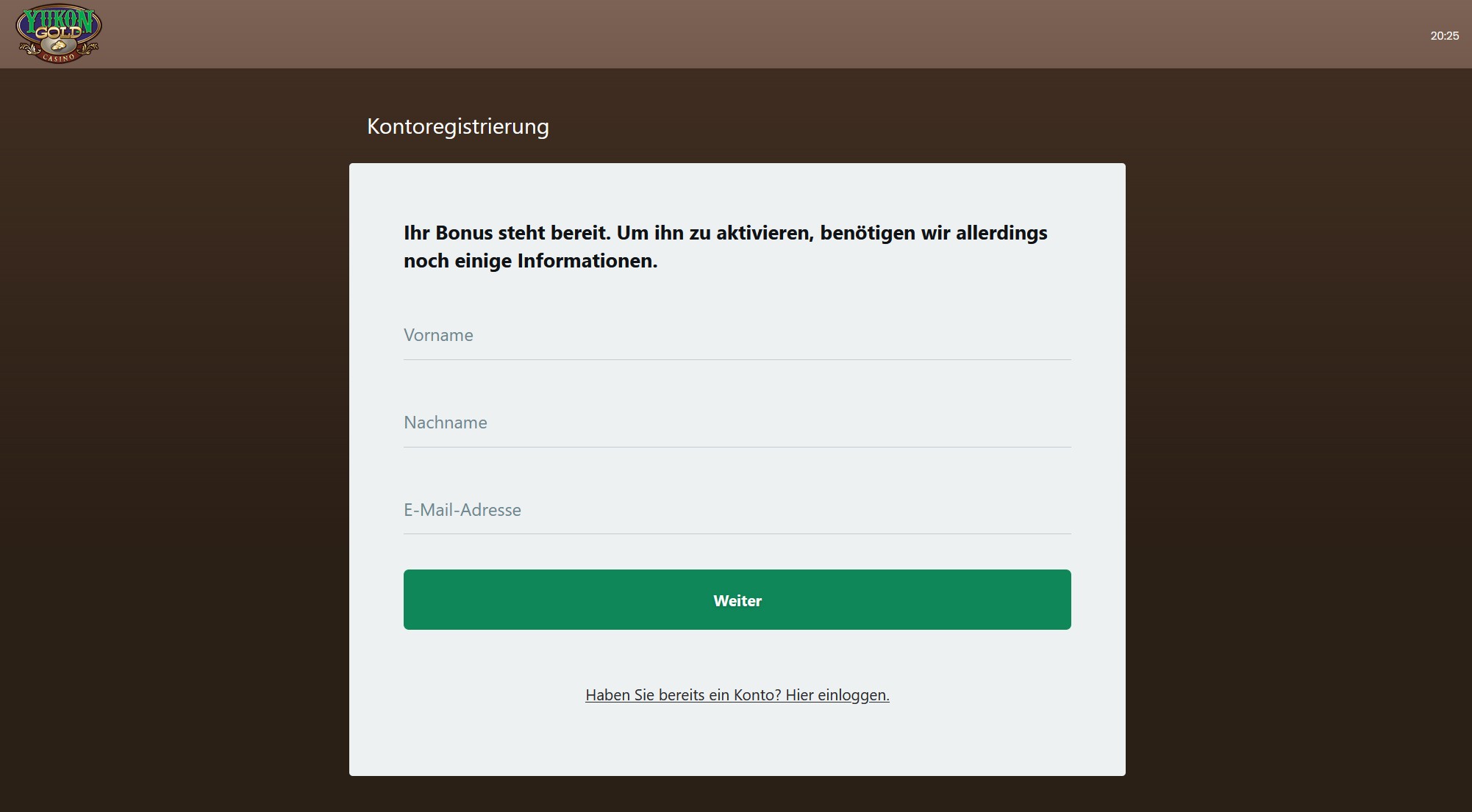 Sich im Yukon Gold Casino anmelden